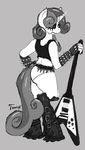  ammo_belt anthro anthrofied clothing electric_guitar equine female fingerless_gloves freefoxmx friendship_is_magic gloves greyscale hair horn horse mammal monochrome my_little_pony panties pony solo standing sweetie_belle_(mlp) underwear unicorn 