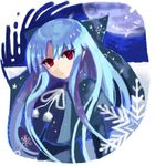  banned_artist blue_hair bow capelet full_moon hair_bow len long_hair melty_blood moon pointy_ears red_eyes solo tsukihime yusano 