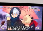  ahoge animal animal_on_shoulder bad_id bad_pixiv_id banned_artist bird_on_shoulder black_hair blonde_hair blush covering_face embarrassed full-face_blush hyde_(under_night_in-birth) male_focus meme multicolored_hair multiple_boys red_scarf scarf seth_(under_night_in-birth) shared_umbrella short_hair special_feeling_(meme) translation_request two-tone_hair umbrella under_night_in-birth white_hair yaoi yusano 