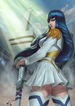  absurdres black_hair chris_koh epaulettes hands_on_hilt highres junketsu kill_la_kill kiryuuin_satsuki long_hair solo sword thighhighs weapon 