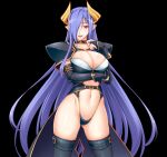  1girl armor black_background black_thighhighs blue_hair blush breasts bridal_gauntlets choker cleavage collar covered_nipples cowboy_shot demon_girl demon_horns game_cg hair_over_one_eye highleg highleg_panties horns huge_breasts inoino kara_(monsters_raid) large_breasts large_variant_set long_hair looking_at_viewer monsters_raid navel non-web_source official_art open_mouth panties pauldrons pointy_ears purple_hair red_eyes self-datamine shoulder_armor simple_background smile solo tachi-e tears thighhighs underwear variant_set very_long_hair 