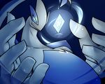  5_fingers ambiguous_gender blue_body blue_eyes card day-t glowing legendary_pok&#233;mon legendary_pok&eacute;mon lugia nintendo pok&#233;mon pok&eacute;mon solo video_games white_body 