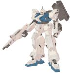  absurdres arm_cannon armored_core beam_rifle commentary crossover energy_gun english_commentary gun gundam gundam_08th_ms_team gundam_ez8 highres holding holding_gun holding_weapon janvarovich mecha mecha_focus mobile_suit no_humans radio_antenna red_eyes robot science_fiction shoulder_cannon solo weapon 