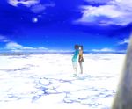  1girl black_hair blazer brown_hair casual cloud day frozen hood hoodie ice jacket nagi_no_asukara ocean pantyhose sakishima_hikari scenery school_uniform shiodome_miuna shorts sky water 