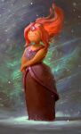adventure_time cartoon_network clothed clothing digital_media_(artwork) digital_painting_(artwork) dot_eyes elemental_creature elemental_humanoid female fire fire_creature fire_humanoid flame_princess hi_res humanoid mammal mike_azevedo not_furry painting_(artwork) pseudo_hair realistic_shading shaded simple_eyes smile solo toony