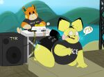 2024 absurd_res anthro ass_clapping ass_up beach big_butt black_bottomwear black_clothing black_ear_tips black_hair black_sclera black_tail bottomwear brazil brazilian butt butt_jiggle chonkymouse clothing colored dated dialogue digital_drawing_(artwork) digital_media_(artwork) dipstick_ears disc_jockey duo ear_markings electric_shock electrical_plug electricity empty_eyes english_description english_text fangs flat_colors furniture generation_2_pokemon generation_9_pokemon green_inner_ear grey_clothing grey_shirt grey_topwear hair head_tuft hi_res hill hotpants jiggling male multicolored_body multicolored_ears nintendo onomatopoeia orange_body orange_ears pace_(blastoiseanimator) pawmi pichu pink_cheeks pokemon pokemon_(species) pokemon_speak portuguese_description preston_(chonkymouse) sea shirt shocked shorts signature simple_background sound_effects speaker speech_bubble stage table tail tan_arms tan_body tan_tail teeth text text_on_bottomwear text_on_clothing text_on_shirt text_on_topwear thick_thighs topwear tuft twerking water white_eyes wide_hips wire yellow_body yellow_cheeks yellow_ears