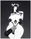 animal_genitalia animal_penis anthro balls big_breasts biped bottomwear breasts clothed clothing equine_genitalia equine_penis genitals giraffe giraffid gynomorph hair hi_res intersex loincloth long_hair mammal no_underwear penis simple_background solo thick_thighs ttothep_arts wide_hips