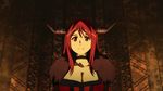  animated animated_gif bounce bouncing_breasts breasts cleavage close-up fake_horns large_breasts long_hair maou_(maoyuu) maoyuu_maou_yuusha red_hair 