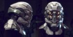  3d autodesk_3ds_max_(medium) combat_helmet commentary dark_background dust_514 english_commentary eve_online extra_eyes from_side gallente_federation_(eve_online) glowing glowing_eyes grey_helmet helmet medium_dropsuit_(dust_514) multiple_views no_humans photorealistic portrait profile realistic science_fiction zbrush_(medium) 