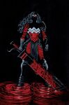  1girl absolute_dc absolute_wonder_woman amazon_warrior arm_wrap blood dc_comics highres holding holding_sword holding_weapon juaneferreyra lifting_object red_tattoo solo strapless_bodysuit superhero_costume sword tattoo tattoo_sleeve weapon wonder_woman_(absolute_dc) wonder_woman_(series) 
