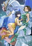  2026 absurdres aeug ass belt blue_eyes boots brown_hair commentary_request dated emma_sheen fa_yuiry gloves green_eyes gun gundam highres machine_gun mecha military_uniform miniskirt mobile_suit okrdisk2000 pants robot science_fiction signature skirt v-fin weapon white_pants zero_gravity zeta_gundam zeta_gundam_(mobile_suit) 