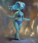 adventure_time bikini blue_body blue_skin breasts cartoon_network cleavage clothed clothing digital_media_(artwork) digital_painting_(artwork) dot_eyes elemental_creature elemental_humanoid female hi_res humanoid liquid_hair mammal mike_azevedo navel not_furry open_mouth painting_(artwork) pseudo_hair simple_eyes smile solo swimwear two-piece_swimsuit unnamed_water_nymph_(at) walking water water_creature water_humanoid water_nymph