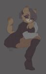  1girl absurdres animal_ear_fluff animal_ears animal_nose artist_name body_fur boots cat_ears cat_girl cat_tail closed_mouth eyeshadow fishnet_pantyhose fishnets full_body furry furry_female garfield garfield_(character) genderswap genderswap_(mtf) goth_fashion gothfield grey_background hair_between_eyes half-closed_eyes hand_up high_heel_boots high_heels highres invisible_chair knee_boots layered_sleeves long_sleeves looking_at_viewer makeup mittz_the_trash_lord original pantyhose partial_humanization pleated_skirt shirt short_hair short_over_long_sleeves short_sleeves simple_background sitting sketch skirt smile snout solo tail twitter_username 