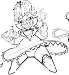 2024 4_fingers ambiguous_gender anthro blush blush_lines bob-omb bodily_fluids boots breasts cleavage clothed clothed_anthro clothed_female clothing crossover digital_drawing_(artwork) digital_media_(artwork) dot_eyes dress drooling duo ear_ribbon ear_tuft english_description eyebrows eyelashes featureless_feet feet female female_anthro fingers fire footwear fur fuse hair hi_res holding_another holding_matchstick holding_object insane kanya_(mario_plus_rabbids) lagomorph larger_anthro larger_female laseybobasey lit_match long_ears mammal mario_bros mario_plus_rabbids_sparks_of_hope medium_hair mole_under_eye monochrome nintendo panties pupils rabbid raving_rabbids rayman_(series) saliva shaded sharp_teeth shirt shoes simple_background simple_eyes size_difference smaller_ambiguous standing teeth thick_eyebrows toothy_grin topwear tuft ubisoft underwear white_background white_body white_boots white_clothing white_dress white_eyebrows white_eyes white_footwear white_fur white_hair white_panties white_pupils white_ribbon white_shirt white_topwear white_underwear