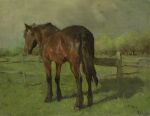 19th_century absurd_res ambiguous_gender ancient_art anton_mauve brown_body brown_fur butt dusk equid equine fence feral full-length_portrait fur grass hi_res hooves horse mammal mane mouth_closed outside painting_(artwork) plant portrait public_domain quadruped rear_view shaded shadow signature snout soft_shading solo standing tail traditional_media_(artwork) traditional_painting_(artwork) tree wood wood_fence