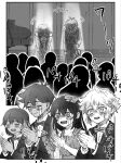  2girls 4boys alternate_costume antenna_hair aubrey_(faraway)_(omori) aubrey_(omori) basil_(faraway)_(omori) basil_(omori) bow bow_(music) bowing bowtie brother_and_sister brothers clapping closed_eyes closed_mouth collarbone collared_shirt commentary_request crying dark-skinned_male dark_skin double-parted_bangs dress ear_piercing flower germany_omori greyscale hair_between_eyes hair_bow hair_flower hair_ornament hero_(faraway)_(omori) hero_(omori) highres holding holding_bow_(music) holding_instrument holding_violin instrument kel_(faraway)_(omori) kel_(omori) long_hair long_sleeves mari_(faraway)_(omori) mari_(omori) monochrome multiple_boys multiple_girls omori open_mouth pants piercing shirt short_hair siblings sidelocks streaming_tears suit sunny_(omori) tears teeth translation_request upper_teeth_only violin 