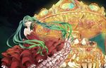  carousel conomi-c5 dress elbow_gloves gloves green_eyes green_hair hatsune_miku long_hair mask night red_dress solo twintails very_long_hair vocaloid 