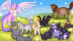 2025 2_horns 2_tails 3_toes 4_fingers 4_toes ambrie_(princessfloof) anthro antlers belly belly_blush big_belly black_body black_fur black_kitty black_nose black_sclera black_tail black_wings blue_sky blue_stripes blush body_blush bracelet brown_antlers brown_body brown_fur brown_tail brown_tail_tip canid canine canis cheek_tuft chest_tuft closed_smile clothed clothed_anthro clothed_female clothing cloud collar colored cuddling curly_hair day digital_drawing_(artwork) digital_media_(artwork) dipstick_tail domestic_cat dragon ear_lick english_description evelyn_(princessfloof) eyelashes facial_tuft fan_character feathered_wings feathers feet felid feline felis female female_anthro female_feral feral fingers fluffy fluffy_tail foot_on_belly fox fox_spirit fur gold_(metal) gold_bracelet gold_horn_ring gold_jewelry grass grey_body grey_fur grey_nose grey_pawpads grey_scar grey_tail group hair hanaya_(princessfloof) handpaw hi_res horn horn_jewelry horn_ring isla_(princessfloof) jewelry larger_anthro larger_female licking light lighting long_tail looking_at_another looking_at_viewer looking_back looking_back_at_another love lying lying_on_grass lynx machine male mammal markings mismatched_udders missing_eye mouth_closed multi_tail multicolored_body multicolored_fur multicolored_tail myso_(princessfloof) mythological_creature mythological_scalie mythology neck_bow no_pupils nude nude_female on_back on_grass on_ground open_mouth open_smile orange_antlers orange_collar orange_eyes orange_pawpads outside pawpads paws pink_eyes pink_nose pink_stripes pink_tail pink_udders pink_wings plant pregnant pregnant_female pupils purple_bow purple_eyes purple_hair purple_markings purple_tail_tuft quadruped red_fingers reptile ring_(jewelry) robot scales scalie scar semi-anthro shaded shy size_difference sky smaller_anthro smaller_female smaller_feral smile smiling_at_viewer spirit standing striped_legs striped_markings striped_tail stripes tail tail_markings tail_tuft talons tan_body tan_clothing tan_scales tan_sweater tan_tail tan_topwear toes tongue topwear tuft white_horn white_nose white_pupils winged_dragon wings wolf wolfwalkers x_scar