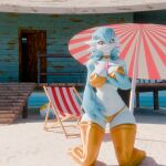  3d_(artwork) anthro ball beach beach_ball beach_chair beach_umbrella big_breasts bikini blender_(artwork) blender_cycles_(artwork) bloom breasts butt choker clothed clothing detailed_background digital_media_(artwork) dr._voir eyewear female gardevoir gardevoirite generation_3_pokemon ghostgengaming glasses gold_(metal) gold_bikini gold_choker gold_jewelry gold_necklace gold_thigh_highs golden_week hair happy hi_res humanoid inflatable jewelry legwear looking_at_viewer mammal mega_stone mega_stone_collar mega_stone_necklace navel necklace nintendo outside parasol pokemon pokemon_(species) sand seaside shiny_pokemon smile sunny swimwear thick_thighs thigh_highs two-piece_swimsuit water wide_hips 