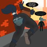  accident alligator alligatorid anthro bea_santello black_body black_fur bottomwear clothing crocodile crocodilian domestic_cat duo feces felid feline felis female fur hi_res mae_borowski mammal night_in_the_woods panties pants pooped pooping public_pooping reptile scalie soiled soiling soiling_panties torn_bottomwear torn_clothing torn_pants underwear 