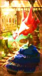  commentary_request fountain full_body highres latias light_rays miyagawa_(maxggguys) no_humans plant pokemon pokemon_(creature) pokemon_focus railing reflection reflective_liquid ruins solo vines water yellow_eyes 