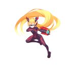  1girl absurdres adapted_costume aizeis alternate_costume arm_cannon armor armored_boots assault_visor biometal blonde_hair bodysuit boots breasts chrome_raven commission commissioner_upload elf_(mega_man_zx_prequel) full_body gloves highres horns long_bangs long_hair mechanical_ears mechanical_horns mega_man_(series) mega_man_zx non-web_source original small_breasts solo thighs weapon 