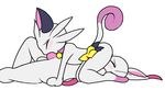  animal_genitalia balls blush collar cyanzangoose digimon eyes_closed feline_penis gatomon gay male meowth nintendo oral oral_sex penis pok&#233;mon sex video_games whiskers 