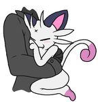  anthro cyanzangoose feline hug human male mammal meowth nintendo plain_background pok&#233;mon pok&eacute;mon teeth tooth video_games white_background 