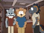  4:3 anthro asian_small-clawed_otter biped canada_lynx chase_hunter colored comedy_central echo_(game) echo_(series) echo_project felid feline flynn_moore gila_monster group helodermatid hi_res lizard lynx male mammal mustelid office otter reptile scalie south_park tj_hess trio unknown_artist what 