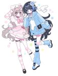  :< animal_hat arm_up arm_warmers asymmetrical_legwear bandaged_leg bandages bandaid bandaid_on_leg belt_collar black_collar black_hair black_shoes blue_collar blue_eyes blue_jacket blue_leg_warmers blue_neckerchief blue_sailor_collar blue_skirt blue_streaks bow bowtie brown_eyes brown_hair cat_hat cinnamoroll closed_mouth collar commentary commission cross cross_earrings earrings finger_to_face frilled_skirt frills full_body hair_ornament hand_up hat heart heart-shaped_blush_stickers heart_hair_ornament hello_kitty hello_kitty_(character) highres hood hood_down hooded_jacket jacket jewelry knee_blush kneehighs leg_warmers long_hair looking_at_viewer mary_janes missing_headwear mole mole_under_mouth multicolored_hair neckerchief necklace one_side_up open_clothes open_jacket original parted_lips pill_hair_ornament pink_bow pink_bowtie pink_skirt pleated_skirt puffy_short_sleeves puffy_sleeves reetjell sailor_collar sanrio shirt shirt_partially_tucked_in shirt_tucked_in shoes short_sleeves simple_background single_earring single_leg_warmer skirt sleeves_past_wrists socks standing standing_on_one_leg star_(symbol) star_hair_ornament streaked_hair striped_arm_warmers striped_clothes striped_socks striped_thighhighs thigh_strap thighhighs tooth_hair_ornament uneven_legwear v very_long_hair white_background white_hat white_leg_warmers white_shirt x_hair_ornament 