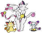  anthro barbs cyanzangoose digimon feline feline_penis gatomon gay girly kissing male mammal meowth nintendo penis pink_penis plain_background plushie pok&#233;mon pok&eacute;mon video_games white_background 