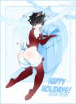  anthro arm_warmers armwear black_hair blush blush_lines bow_ribbon butt candy candy_cane christmas christmas_ball christmas_clothing christmas_decorations christmas_ornament clothing dessert domestic_rabbit dutch_rabbit femboy floating_heart food frenky_hw fur gift hair heart_symbol hi_res holidays lagomorph legwear leotard leporid male mammal new_year_2026 ornament oryctolagus rabbit rear_view red_arm_warmers red_armwear red_clothing red_legwear red_leotard red_thigh_highs simple_background solo text thigh_highs white_background white_body white_fur 
