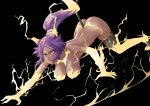  :d absurdres all_fours armpit_crease ass back bare_shoulders black_background black_thighhighs bleach bleach:_sennen_kessen-hen breasts cleavage commentary dark-skinned_female dark_skin dutch_angle electricity electrokinesis fake_claws fighting_stance floating_hair full_body hair_ears hanging_breasts highres large_breasts long_hair looking_ahead nose nude open_mouth parted_bangs ponytail sakuya_(liao_kj) shihouin_yoruichi sidelocks simple_background skindentation slit_pupils smile thighhighs thighs tsurime v-shaped_eyebrows yellow_eyes 