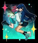  amate_yuzuriha gquuuuuux gundam gundam_gquuuuuux highres holding_hands imminent_kiss long_hair n0_image nyaan_(gundam_gquuuuuux) red_hair school_uniform short_hair skirt sweatdrop yuri zero_gravity 