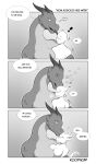  absurd_res anthro big_breasts breast_growth breasts comic dragon duo female female/female female_anthro gender_transformation greyscale growth heart_symbol hi_res huge_breasts human human_to_anthro kissing kobold koopacap larger_female licking long_neck male male/female male_human mammal monochrome mtf_transformation mythological_creature mythological_scalie mythology non-mammal_breasts scalie size_difference species_transformation tongue tongue_out transformation 