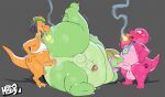  2026 accessory anal anal_penetration balls belly big_belly big_butt blush bottomless bottomless_male bow_tie butt cigar clothed clothing dinosaur drugs erection eyewear gameoverse genitals glans glasses glitch_productions gobbles_(gameoverse) green_body group group_sex had0u hat headgear headwear hi_res humanoid_genitalia humanoid_penis male male/male marijuana moobs necktie oral orange_body penetration penile penile_penetration penis penis_in_ass pink_body prehistoric_species reptile scalie sex shirt size_difference standing threesome topwear vein veiny_penis 