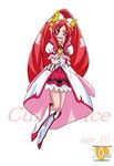  :d anniversary arudebido boots bow character_name choker coat copyright_name crossed_arms cure_ace dokidoki!_precure frills full_body hair_bow knee_boots long_hair madoka_aguri magical_girl open_mouth precure puffy_sleeves red_eyes red_hair red_skirt sidelocks skirt smile solo white_background wrist_cuffs 