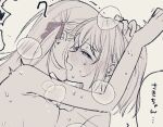  2girls bang_dream! bang_dream!_it's_mygo!!!!! breast_press commentary_request hair_ribbon long_hair medium_hair misumi_uika monochrome multiple_girls nude ribbon sweat togawa_sakiko tpt3p translated yuri 