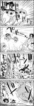  0_0 3girls 4koma =d bangs black_hair bow braid cirno comic greyscale hair_bow hat hat_bow highres ice ice_wings jitome kirisame_marisa kochiya_sanae long_hair melting monochrome moriya_suwako multiple_girls reiuji_utsuho running short_hair shoujo_kitou-chuu smile tani_takeshi third_eye touhou translated water water_spring waterfall wings yasaka_kanako yukkuri_shiteitte_ne |_| 