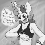  anthro anthrofied bra dialog english_text equine female friendship_is_magic greyscale hair horn horse mammal monochrome my_little_pony open_mouth pony punk-pegasus solo sweetie_belle_(mlp) text underwear unicorn watch 
