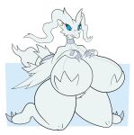  anthro big_breasts blue_eyes blush bodily_fluids boxibloon breasts claws dragon eyelashes female fur generation_5_pokemon hair hand_on_breast hi_res huge_breasts huge_hips huge_thighs hyper hyper_breasts legendary_pokemon mythological_creature mythological_scalie mythology nintendo pokemon pokemon_(species) reshiram scalie solo sweat tail thick_thighs tuft white_body white_fur white_hair wide_hips 
