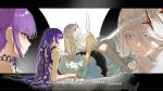  2girls all_fours alternate_hair_length_(longer) arm_support artist_request asahina_mafuyu between_legs bloom_festival_(project_sekai) blue_eyes breasts bug butterfly butterfly_hair_ornament closed_mouth commentary commission different_zoom_layer dress from_side glaring hair_between_eyes hair_ornament high_heels highres kneeling letterboxed long_dress long_hair looking_at_another low_wings lying medium_breasts multiple_girls official_alternate_costume official_alternate_hairstyle on_back profile project_sekai purple_eyes purple_hair reclining red_ribbon reflection reflective_floor ribbon second-party_source shoes short_dress sidelocks sleeveless sleeveless_dress small_breasts twintails unamused very_long_hair white_dress white_hair white_shoes wings yoisaki_kanade yuri zoom_layer 