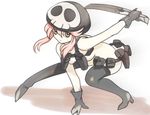  alternate_costume belt black_gloves black_legwear boots breasts fighting_stance gloves hat holster jakuzure_nonon kiarino kill_la_kill naked_belt nude nudist_beach_uniform pink_eyes pink_hair reverse_grip short_hair shoulder_holster sidelocks skull_print small_breasts spoilers tantou thigh_boots thighhighs utility_belt weapon 