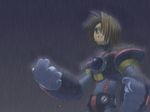  armor axl brown_hair green_eyes male_focus mri rain rockman rockman_x solo 