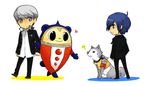  ? bad_id bad_pixiv_id heart koromaru kuma_(persona_4) men_(pixiv477598) multiple_boys narukami_yuu persona persona_3 persona_4 school_uniform yasogami_school_uniform yuuki_makoto 