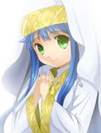  bad_id bad_pixiv_id blue_hair green_eyes habit hands_clasped index laco_soregashi own_hands_together robe safety_pin solo to_aru_majutsu_no_index 