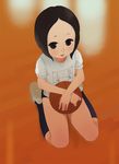  basketball black_eyes black_hair buruma copyright_request gym_uniform ichikawa kneeling short_hair solo 