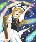  blonde_hair braid broom hat kirisame_marisa solo star touhou witch_hat yuta_(hoshiuta) 