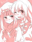  :&lt; kirisame_marisa machiko_(beard) monochrome multiple_girls patchouli_knowledge pink pout sketch smile touhou 