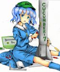  aouma bad_id bad_pixiv_id blue_hair colorized cucumber face hat kawashiro_nitori key mixed_media rocket screwdriver solo touhou tsukineko_(chatnoir65) twintails two_side_up 